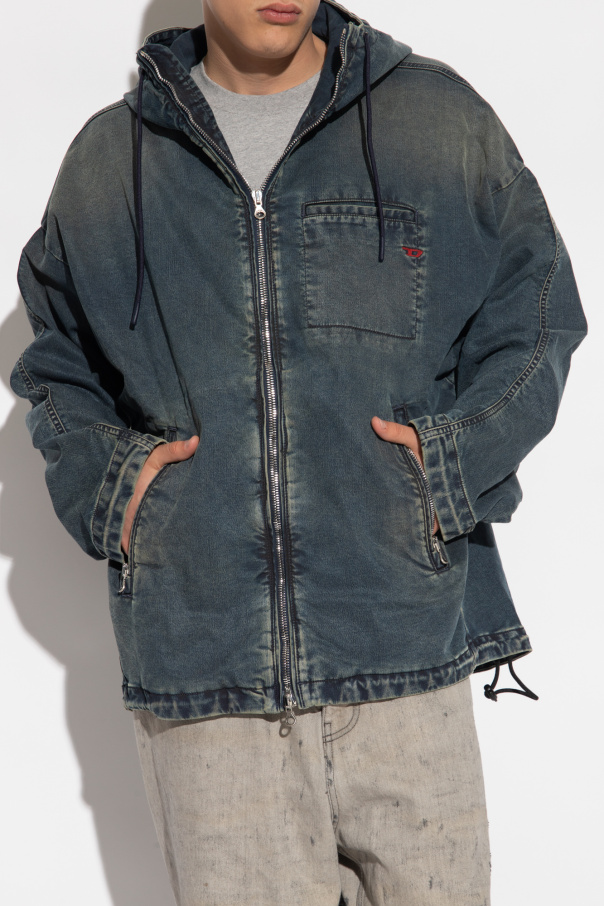 デニムジャケット IONSEOUL Oil dirty washed over hood jumper BJ437 Navy blue 'D - HENNES JOGG' jacket Diesel